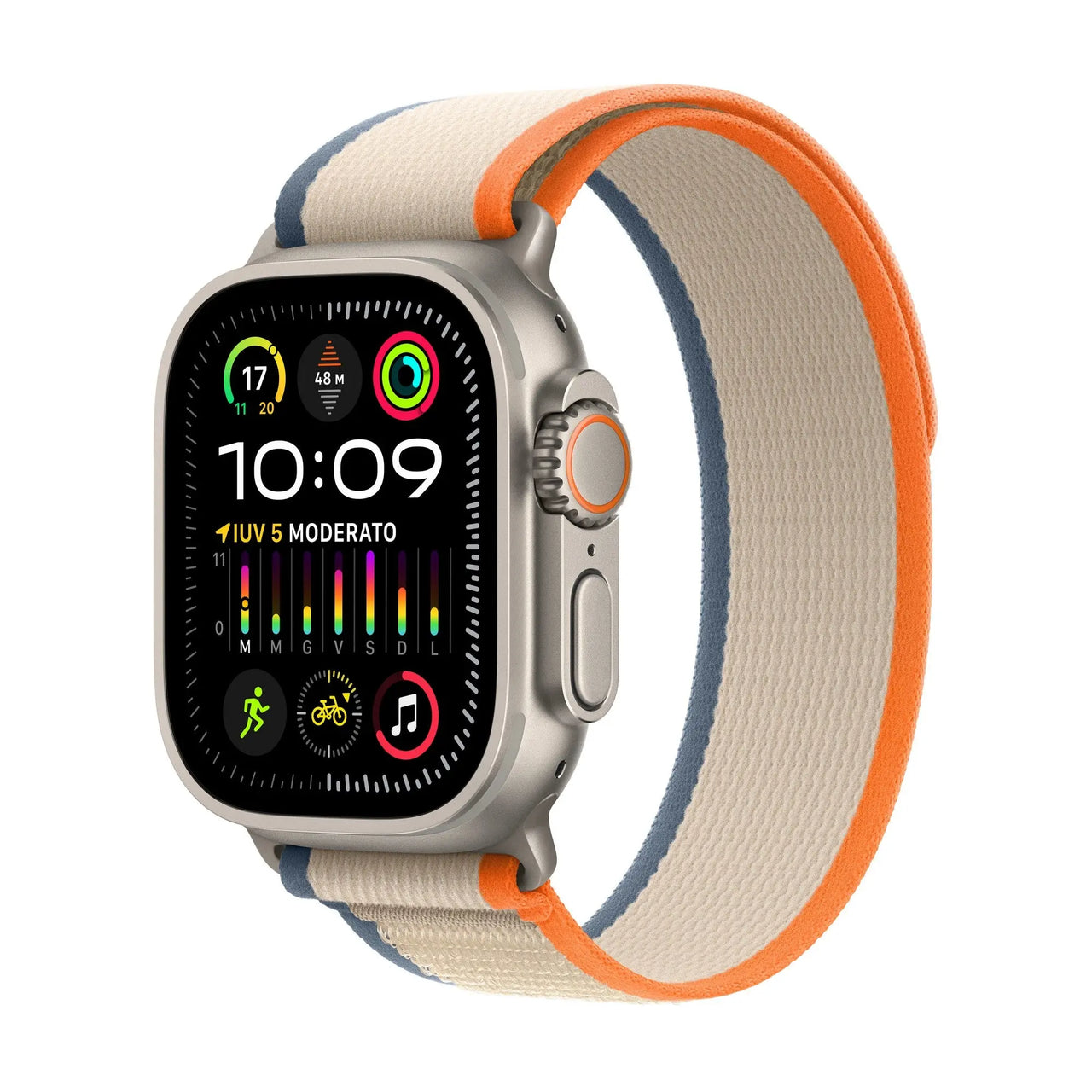 Apple Watch Ultra 2 GPS + Cellular, 49mm Titanium Case w/ Orange/Beige Trail Loop - M/L APPLE