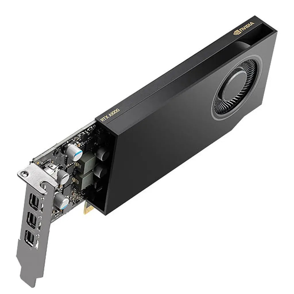 Graphics card - RTX A1000 - 8 GB GDDR6 - PCIe 4.0 x8 low profile - 4 x Mini DisplayPort - BULK PACKED -Board, ATX I/O bracket attached + LP I/O bracket loose NVIDIA